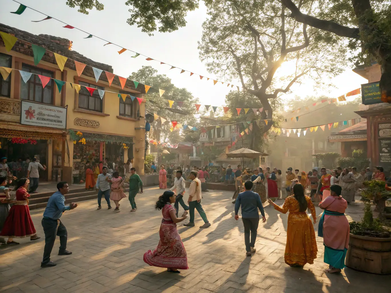 A photograph of a community event organized by the association, featuring traditional music, local crafts, and food stalls. The image should convey a sense of community spirit and cultural celebration.
