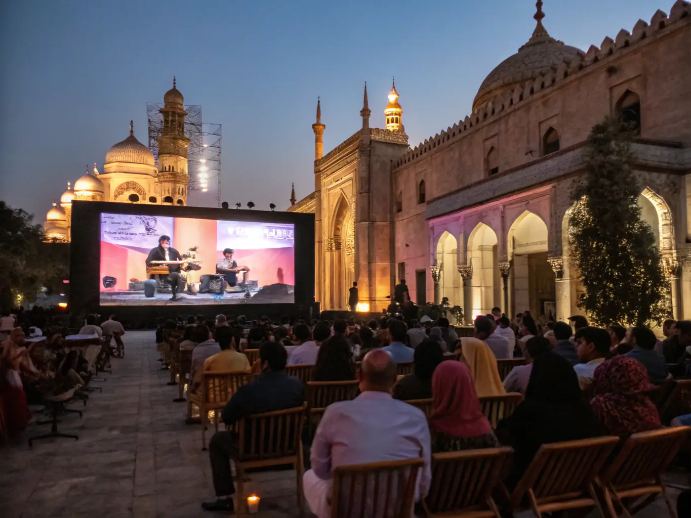 A vibrant cultural event held within the Sainte-Croix church, featuring traditional music and historical reenactments, illustrating the association's efforts to promote cultural awareness and engagement.